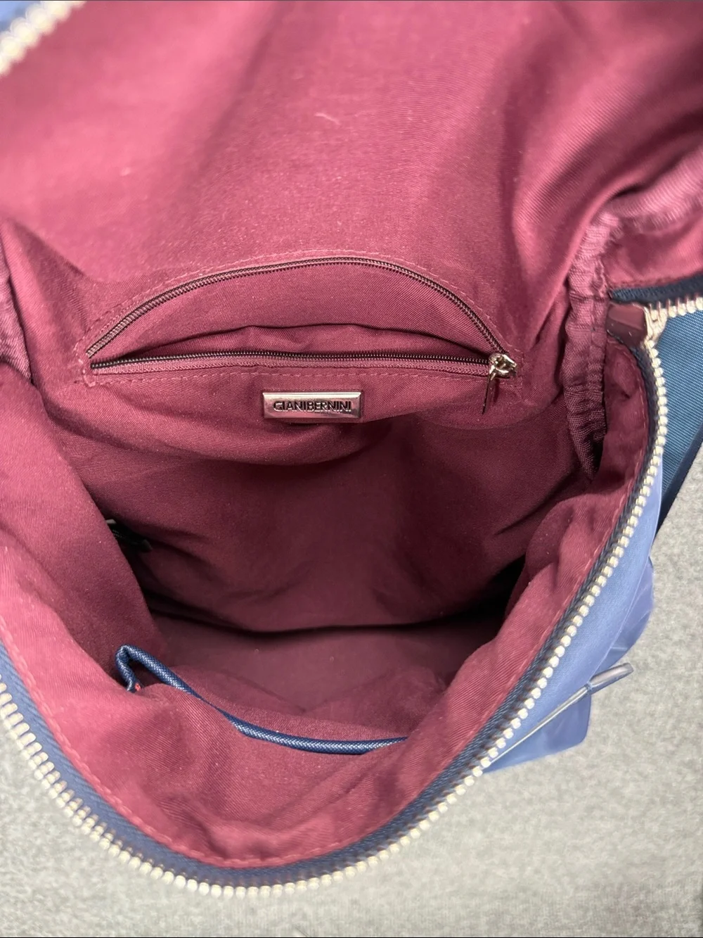 Giani Bernini Navy Nylon Compact Backpack with Front Zip Pocket